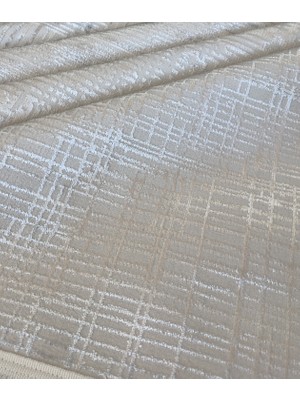 Elvey Home Krem Açık Gri Saten Bambu Ince Sık Dokuma Parlak Yüzey Kaymaz Özel Ölçü Salon Koridor Halı Yolluk