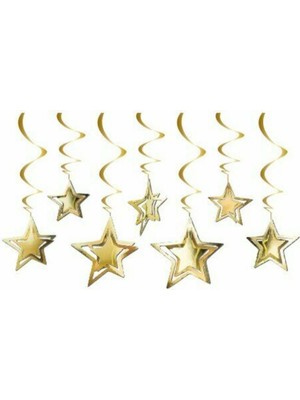 Best Parti 10'lu 3D Yıldız Tavan Süsü Gold