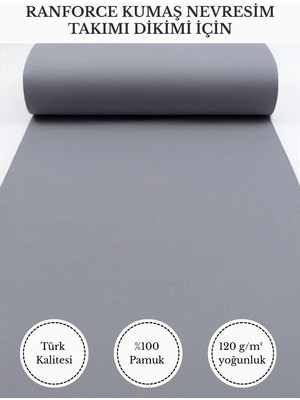 Fabricstown Ranforce Kumaş Nevresim Dikimi Için – %100 Pamuk, 240 cm × 100 Cm, Düz Boyalı