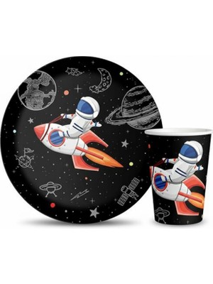 Rönesans Parti Uzay Temalı Tabak Bardak Seti