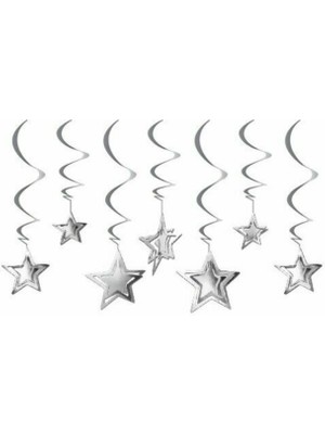 Rönesans Parti 10'lu 3D Yıldız Tavan Süsü Gümüş