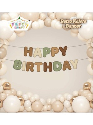 Rönesans Parti Retro Kahve Happy Bırthday Banner