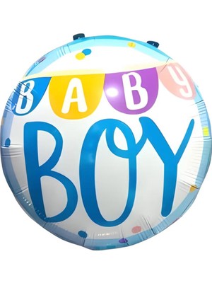 Rönesans Parti Mavi Baby Boy Yazılı Yuvarlak Folyo Balon