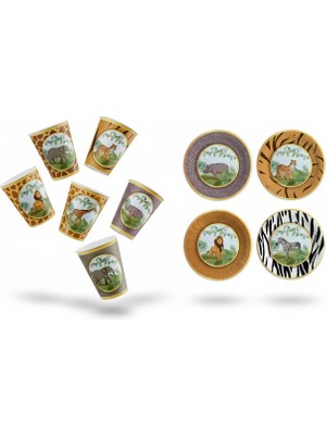 Rönesans Parti Safari Temalı Karışık Tabak Bardak Seti