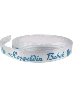 Rönesans Parti Saten Kurdela Hoş Geldin Bebek Mavi 1 cm 10 Metre