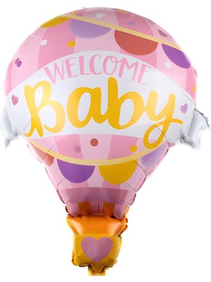 Rönesans Parti Welcome Baby Yazılı Pembe Folyo Balon