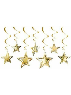 Rönesans Parti 10'lu 3D Yıldız Tavan Süsü Gold