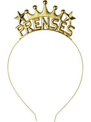 Rönesans Parti Prenses Yazılı Gold Renk Metal Taç