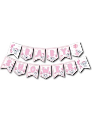 Rönesans Parti Baby Shower Yazılı Pembe Banner