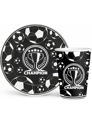 Rönesans Parti Siyah Beyaz Taraftar Tabak Bardak Seti