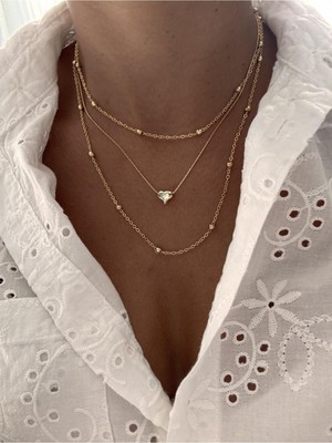 Hercy Kalp Kolye | Kombin Kolye | 3'lü Kolye | Kolye Takım | Top Kolye | Kalpli Kombin Kolye