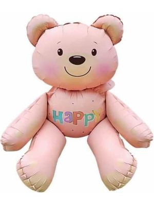 Bal10 Dünyası Oturan Ayı Folyo Balon Pembe