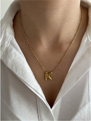 Hercy Balon Harf Çelik Kolye | 316 L Paslanmaz Çelik Harf Kolye