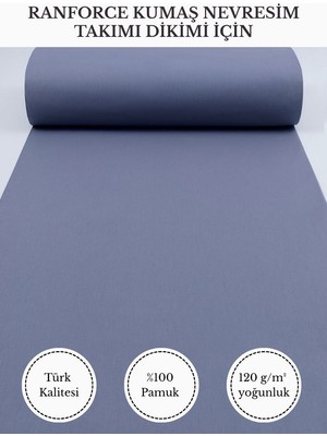 Fabricstown Ranforce Kumaş Nevresim Dikimi Için – %100 Pamuk, 240 cm × 100 Cm, Düz Boyalı