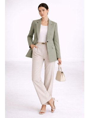 Mg Giyim Kadın Soluk Haki Klasik Kesim Blazer Ceket