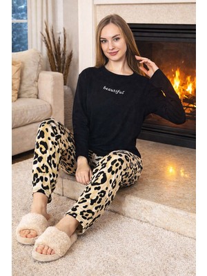 Remsa Büyük Beden Kadın Desenli Saphire Pijama Takımı  SIYAH10