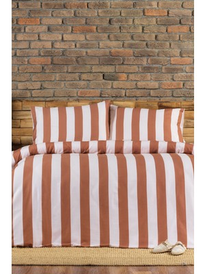 Elart Brad Nevresim Seti Çift Kişilik Digital Baskılı %100 Pamuk Saten 3 Parça (200X220 Cm) Kahve