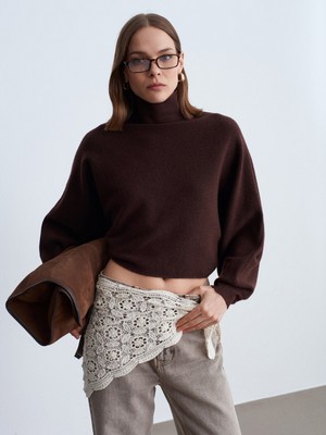 Dilvin 10849 Dik Yaka Yarasa Kol Kazak-Kahve