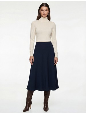 Koton Regular Fit Midi Boy Saten Kloş Etek