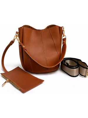 Lorevie Kadın Cüzdan Detaylı Mini Kova (Bucket) Model El ve Omuz Çantası