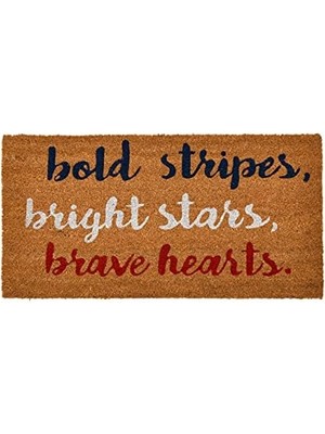 Storemax Co-Op Hindistan Cevizi Girişi Mesaj, Kalın Çizgiler, Parlak Yıldızlar, Brave Hearts Paspas, Doğal
