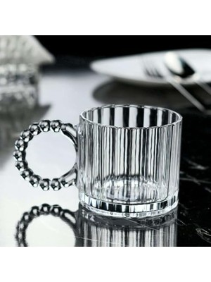 Storemax Cam Boncuk Kulplu Bardak Seti – 250 ml Koyu Kupa Bardak, Çay Kahve Su Meşrubat Için Şık ve Dayanıklı Tasarım