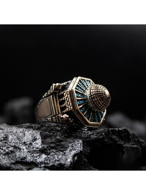 Canka İslam Usta Tasarımı Kubbetüs Sahra Gümüş Erkek Yüzük