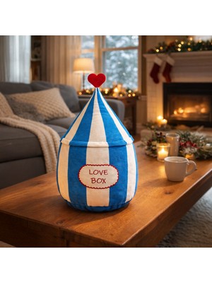 Evidea Figürlü Yastık Soft Lovebox Beyaz Mavi Renkli 20X37 cm Yumuşak Malzeme ile Dekoratif