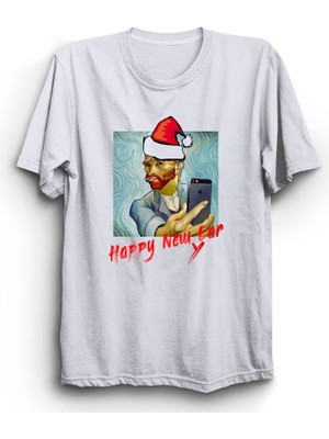 The Fame Box Van Gogh, Happy New Ear, Christmas, Yeni Yıl, Yılbaşı Tişört