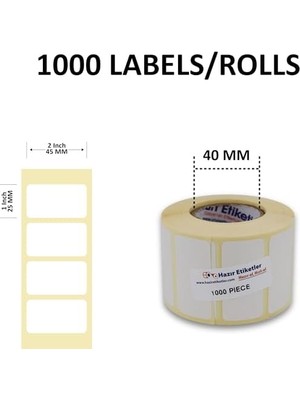 Storemax Hazır Al Hızlı Al Kuşe Etiket 45MM x 25MM Ruloda 1000 Adet 40MM Çapında Baskısız Barkod Yazıcı Etiketi
