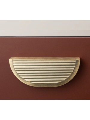 224 Mm Antik Rengi Line/Çizgili Kulp Tek Adet Yarım - Ssy9076 0224 Abm