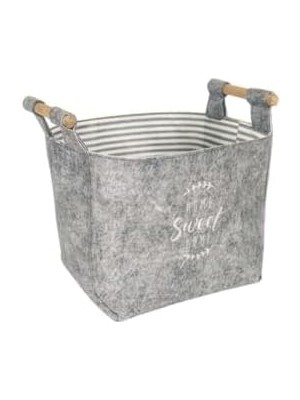 Storemax Keçe Tahta Saplı Düzeleyici Sepet - Çok Amaçlı Saklama Organizer Kutu Maxi Gri