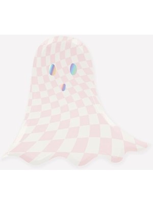 Storemax - Pink Checker Ghost Plates - Pembe Hayalet Tabaklar (8'li)