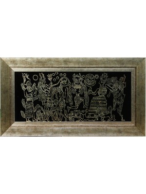 E38 El Işçiliği Anadolu Mühürleri Cam Boyama Tablo 71*38 cm -6437