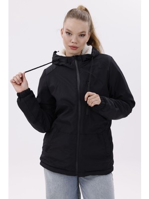 Freemen Kadın Kürklü Su ve Rüzgar Geçirmez Kapüşonlu Kışlık Mont & Kaban & Parka