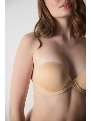 Basic Düz Ekstra Dolgulu Destekli Straplez Sütyen 2087