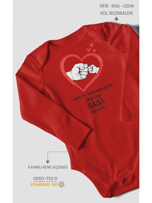 Morivo Kids Benim Bir Kahramanım Varc Ben Ona Baba Diyorum Baskılı Bebek Zıbını – Çıtçıtlı Body | Uzun Kol