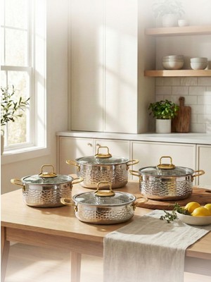Hascevher Serra 8 Pcs Tencere Set Kaplamalı