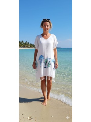 Nevin Acar Deniz Canlıları Peştemal Plaj Elbisesi