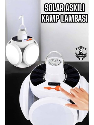 Byos Katlanabilir Taşınabilir Kamp Lambası Işıldak Beyaz Işık Güneş Enerjili Sol - BY0026-5RIGC