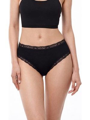 Malabadi Kadın Siyah 2’li Paket Ultra Yumuşak Micro Modal Dantelli Slip Külot 700