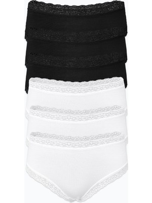 Malabadi Kadın Siyah Beyaz 6'lı Paket Ultra Yumuşak Micro Modal Dantelli Slip Külot 6M700