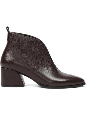 Celal Gültekin Kadın Kahverengi Kalın Topuklu Flotter Deri Bot