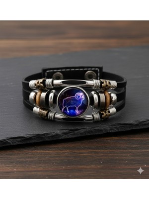 Diyar Tasarım Bolluk Bereket ve Para Akışı Çeken Koç Burcu Enerji Bilekliği – Deri, Unisex, Ayarlanabilir