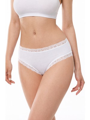 Malabadi Kadın Beyaz 2’li Paket Ultra Yumuşak Micro Modal Dantelli Slip Külot 700