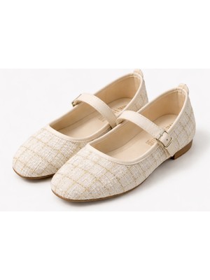 FootFrenzy Tüvit Kumaş Tokalı Mary Jane Kadın Konforlu Babet Düz Taban Klasik Ayakkabı