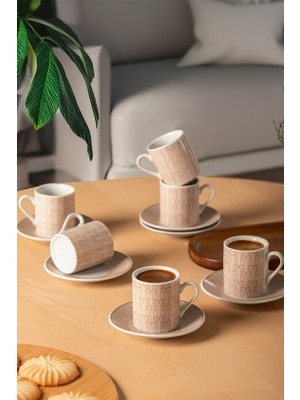 Porsima SD-210-5 Porselen 6 Kişilik Fincan Seti 12 Parça Türk Kahvesi Fincanı TAKIMI-100ML