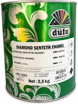 Düfa Diamond Sentetik Enamel Beyaz Parlak Boya, Metal Ahşap Dış Mekan, Yüksek Örtücülük, 2,5 kg