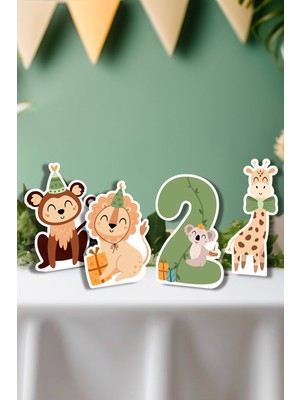 Niksy Design Safari Temalı Yaş Seçenekli Masa Süsü Ayaklı Pano Seti