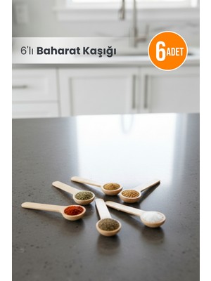 Orvila 6lı Ahşap Küçük Ölçek Baharat Kaşığı - Oval